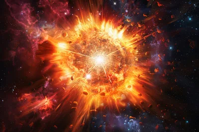Cosmic Supernova Explosion In Deep Space