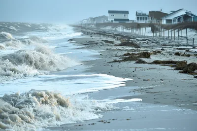 Stormy Ocean Waves Crashing On A Sandy Beach