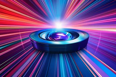 Camera Lens With Abstract Motion Blur Light Streaks