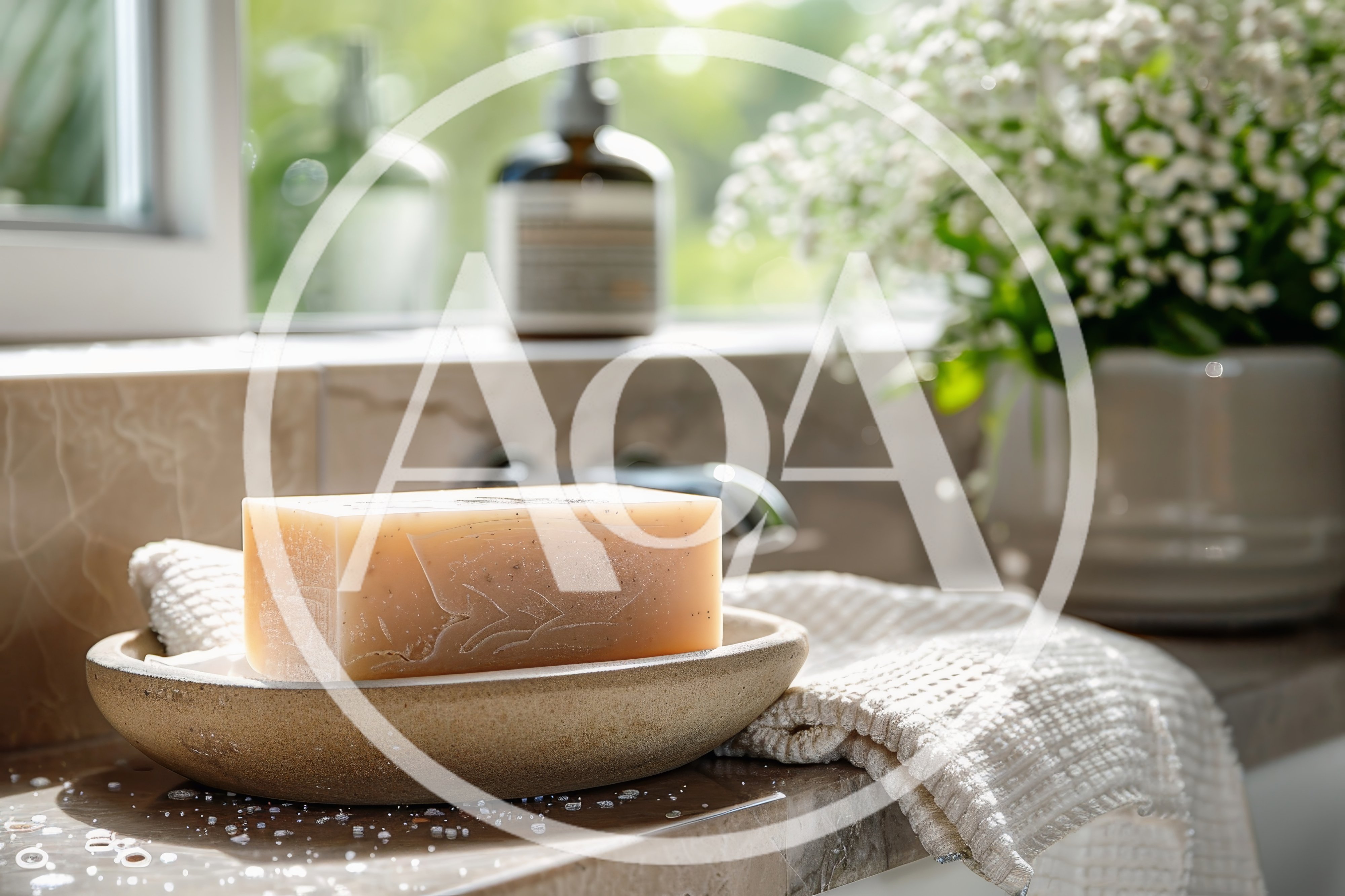 Bar Of Natural Soap On A Stone Dish