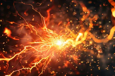 Abstract Electrical Discharge With Glowing Sparks And Bokeh