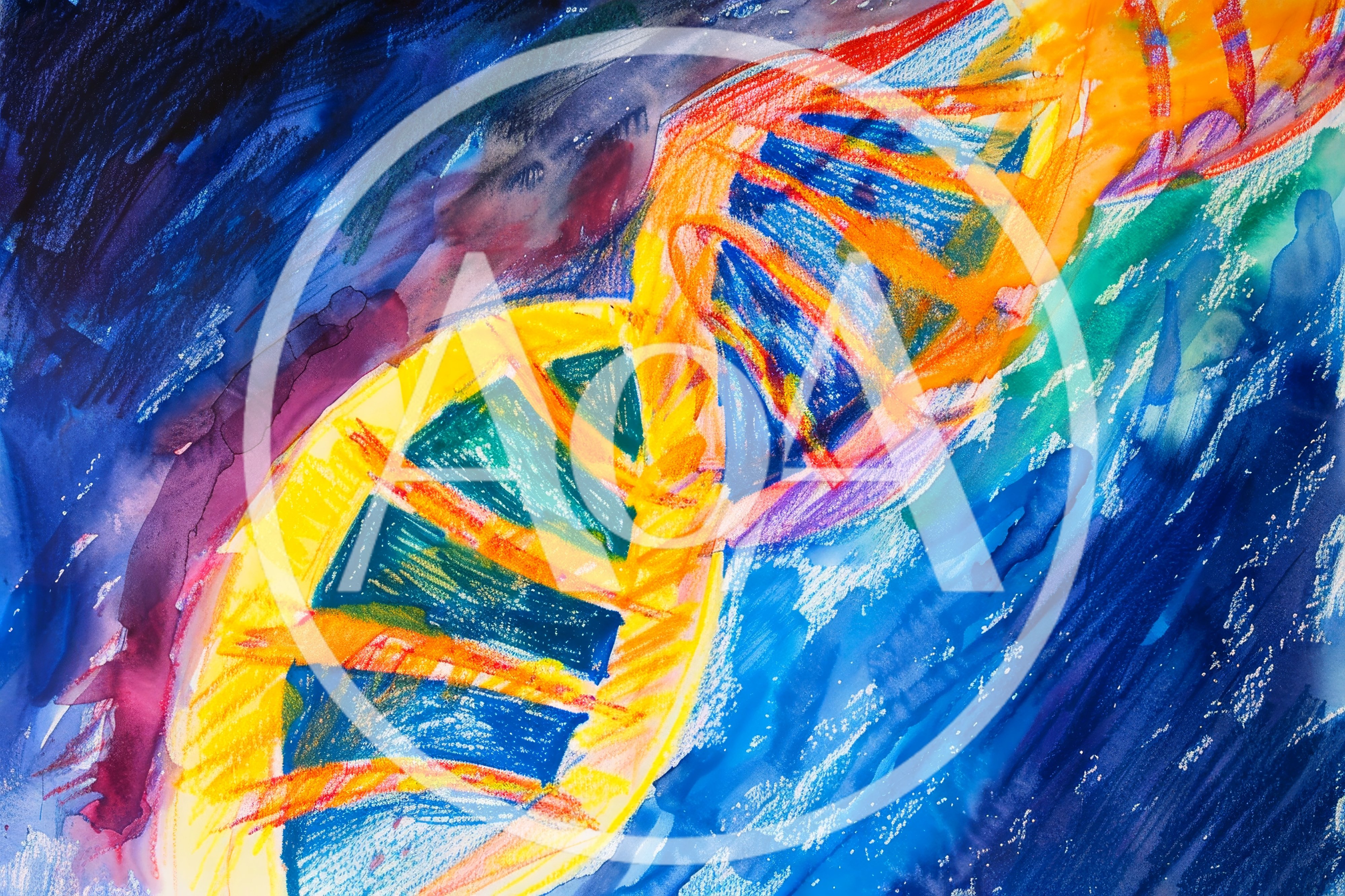 Abstract Watercolor Painting Of A DNA Double Helix