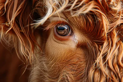 Extreme Close Up Of A Highland Cow Eye