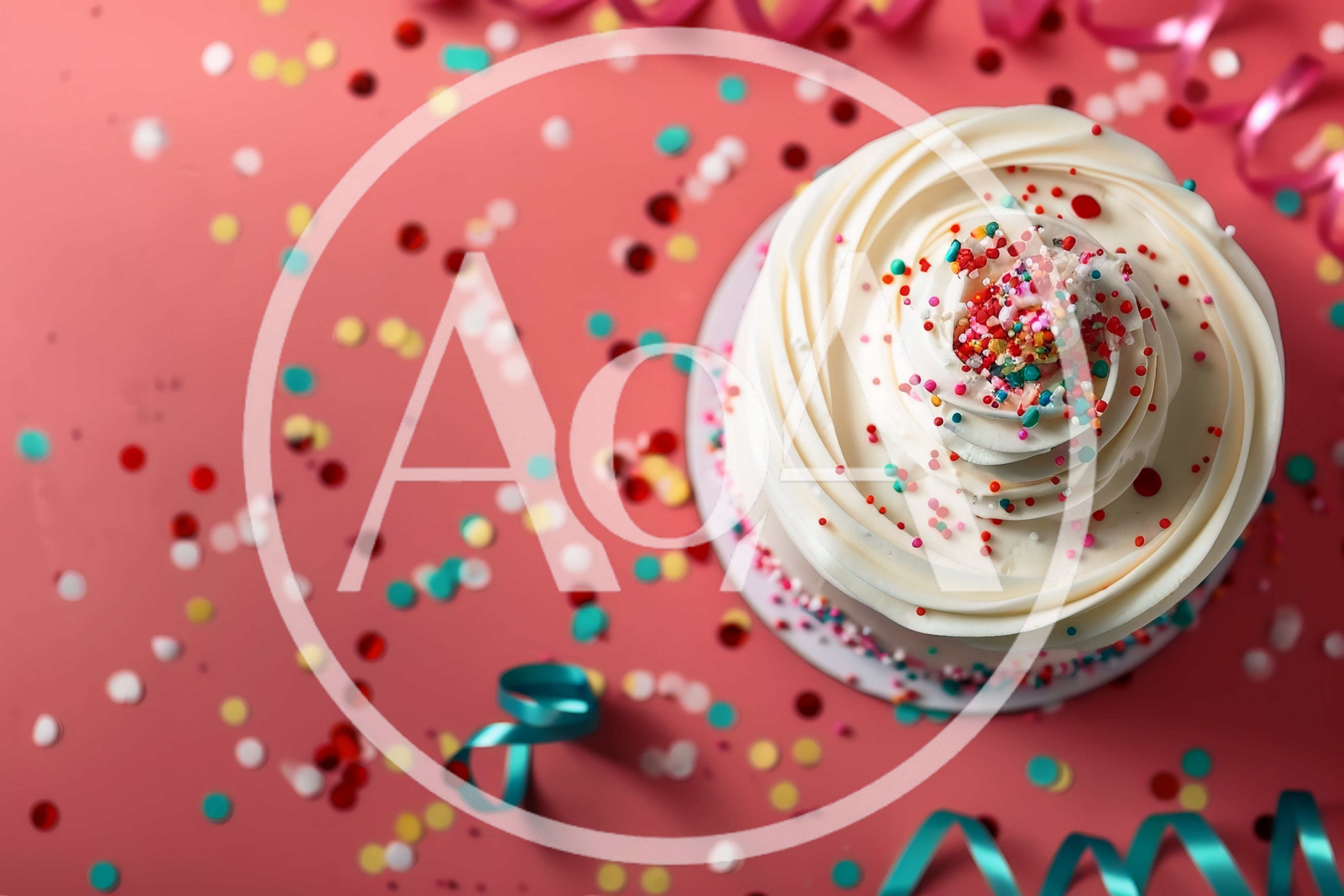 Top View Of A Birthday Cake With Confetti