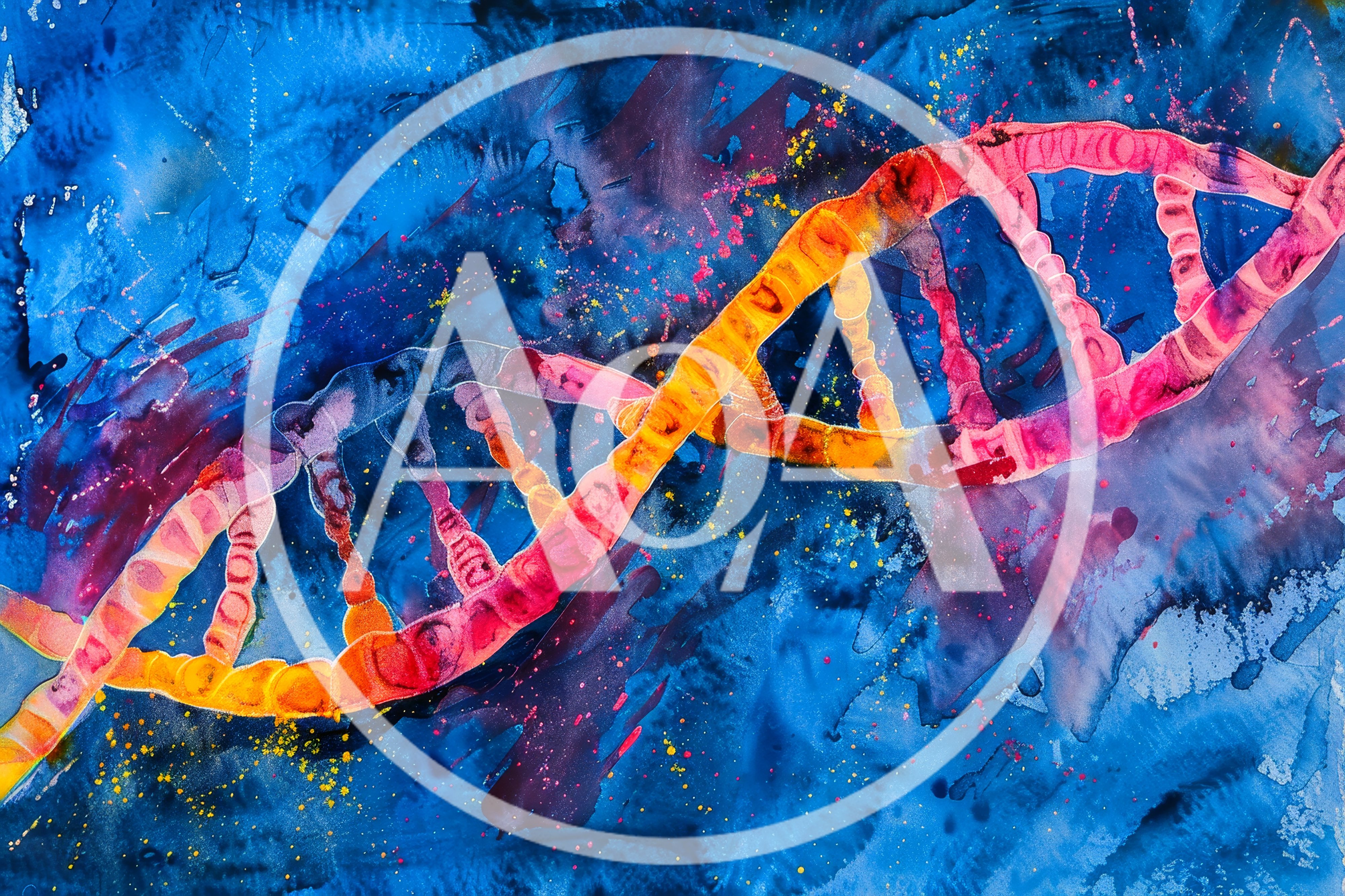 Abstract Watercolor Painting Of A DNA Double Helix