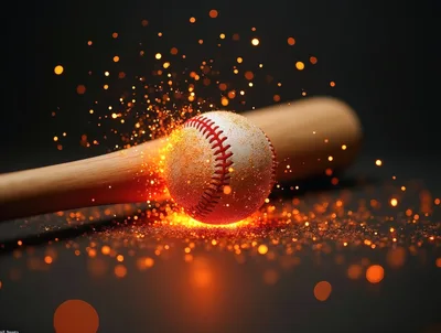 Baseball Bat Striking A Glowing Baseball