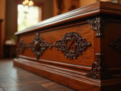Ornate Carved Wooden Desk In A Classic Office