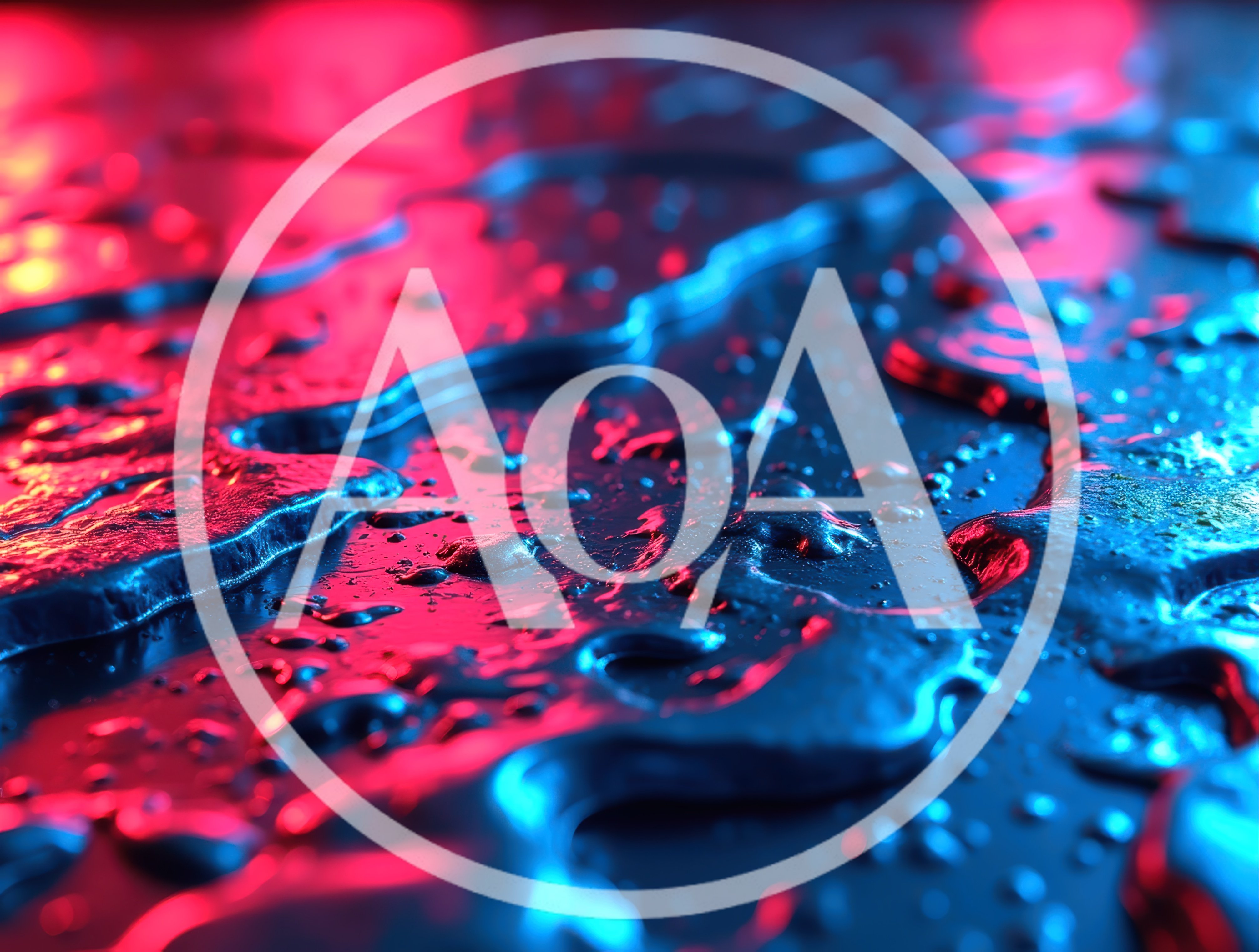 Abstract Liquid Surface With Neon Red And Blue Lighting