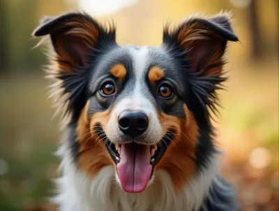 Portrait Of A Happy Australian Shepherd Dog
