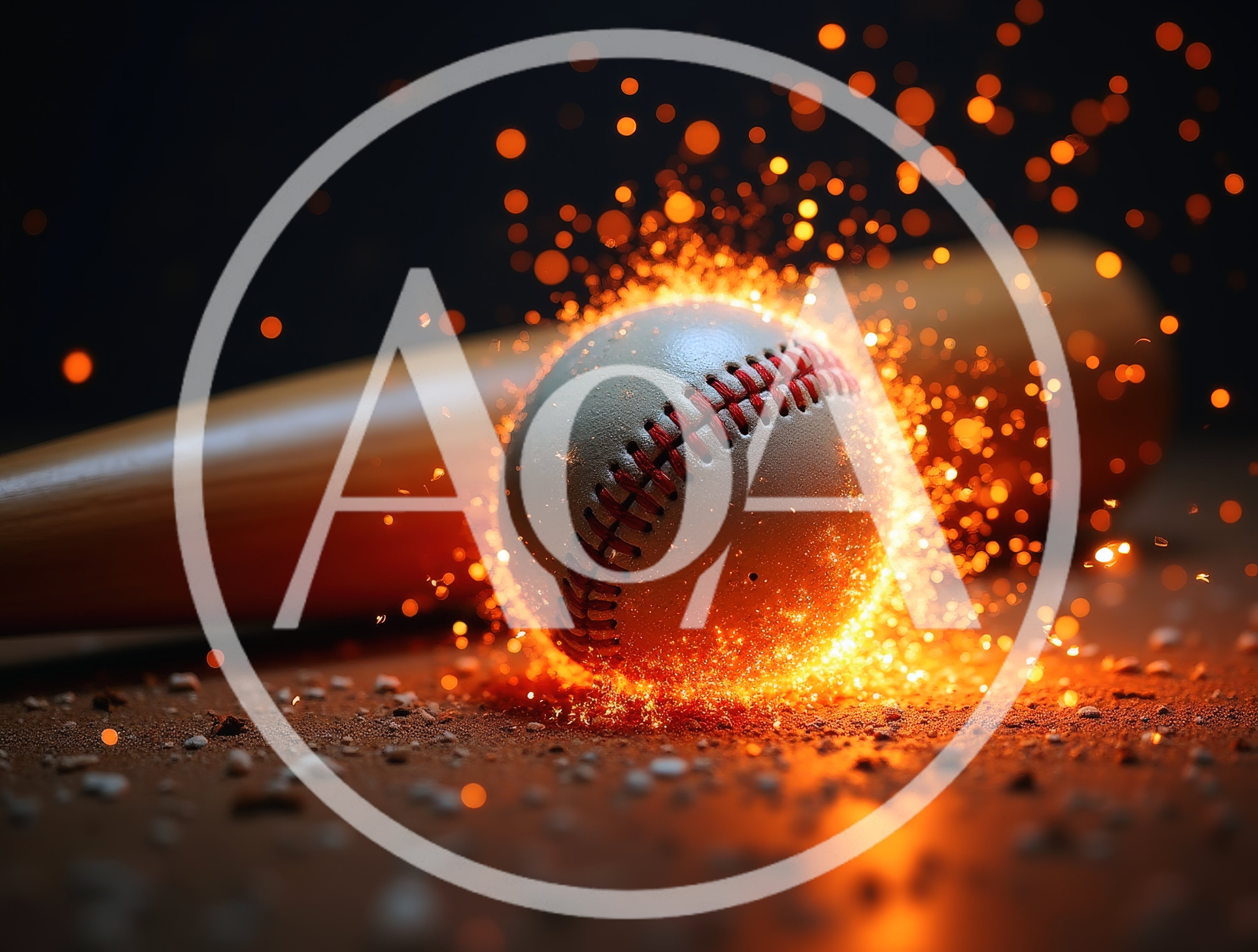 Baseball Surrounded By Glowing Sparks And Fire