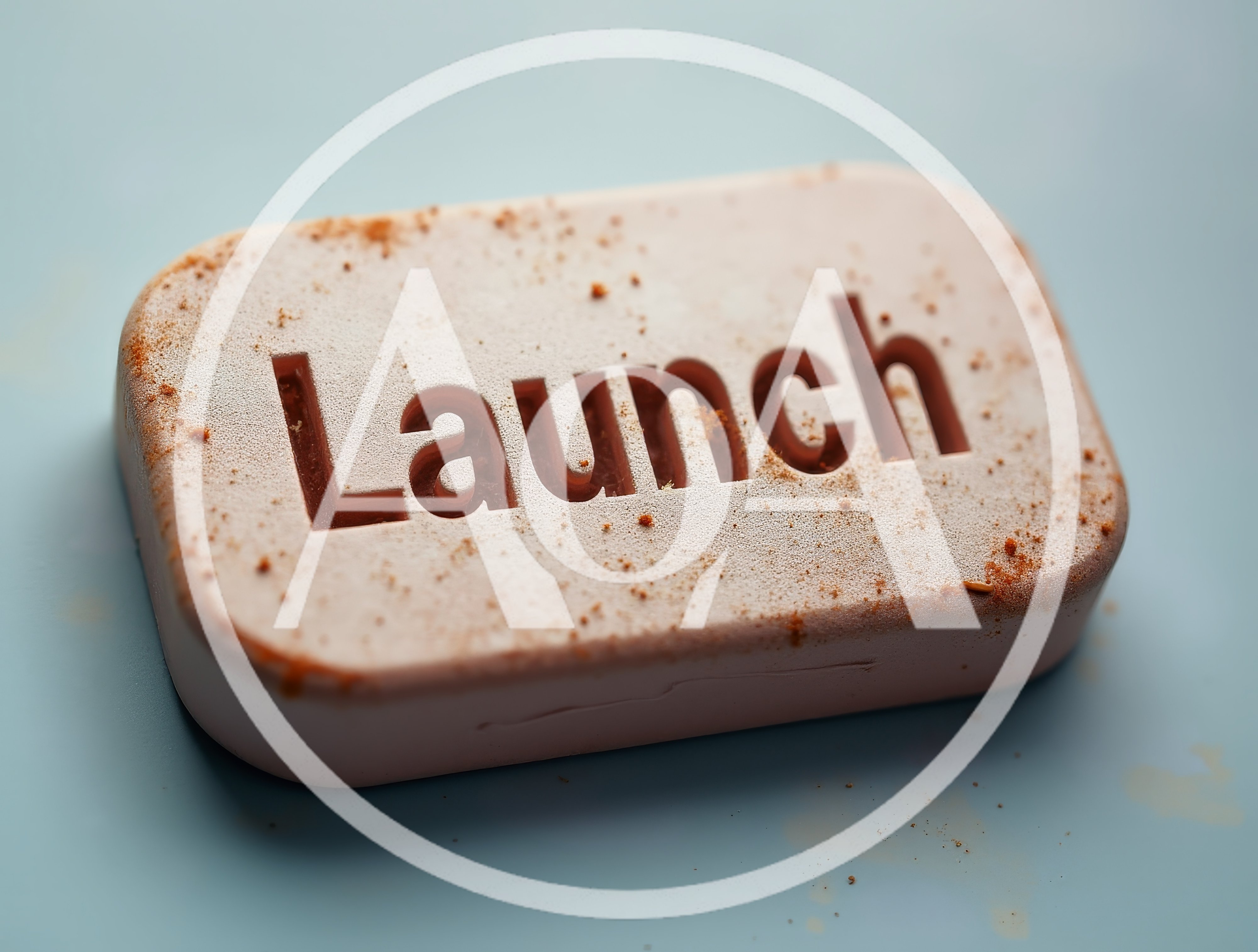 Engraved Launch Text On A Bar Of Soap