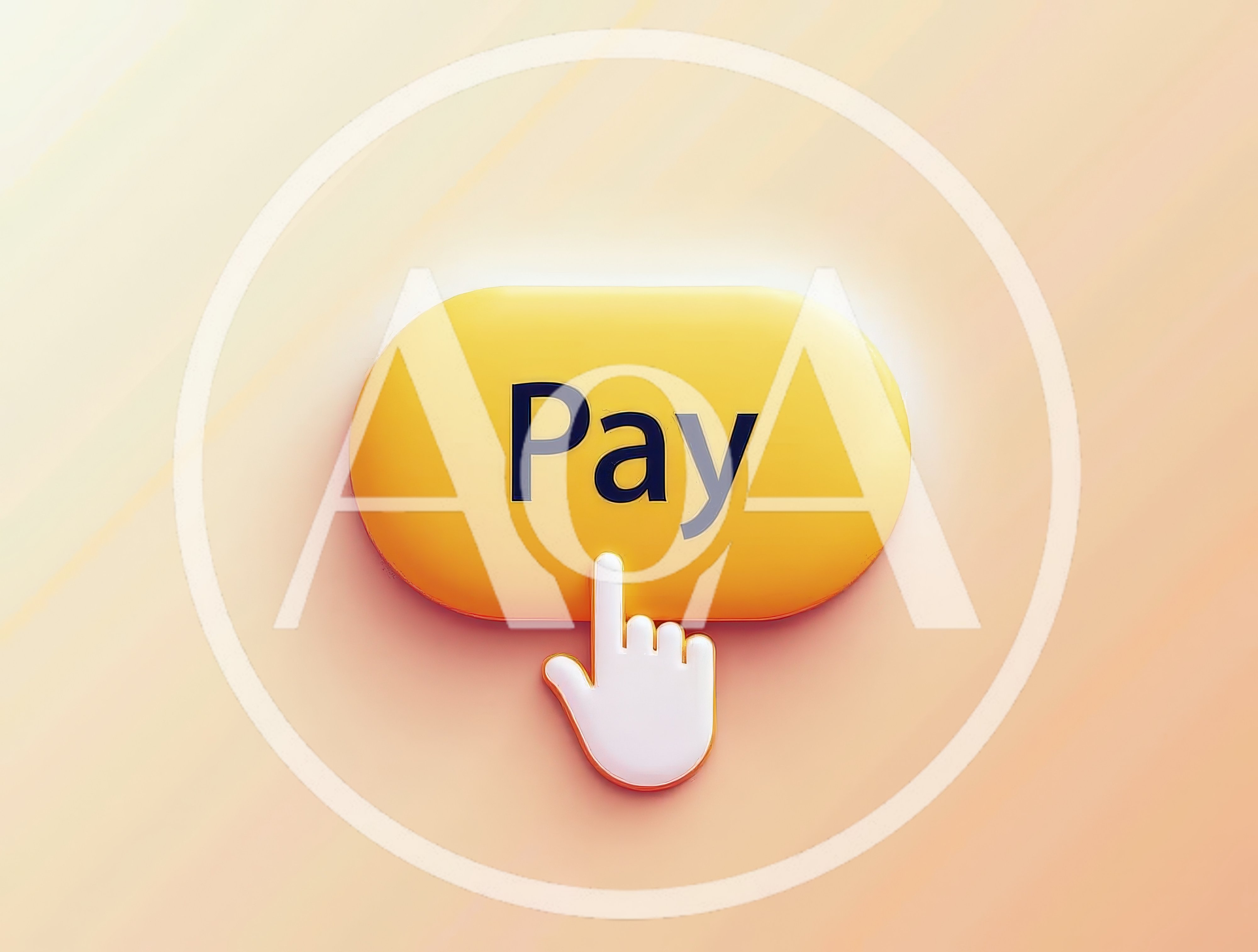 3D Rendered Pay Button With Clicking Hand Cursor