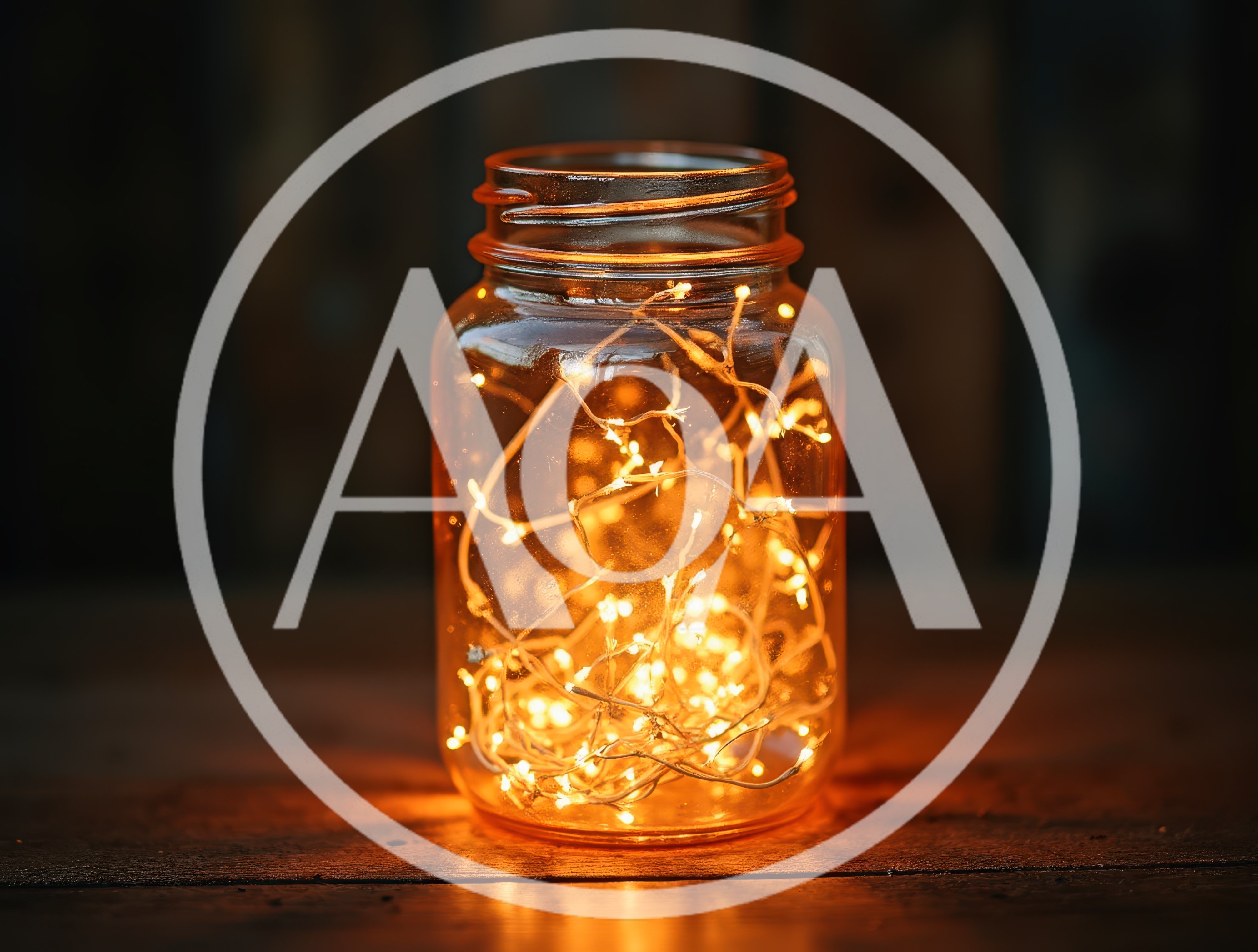 Fairy Lights Glowing Inside A Glass Mason Jar