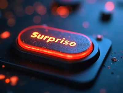 Glowing Surprise Button on a Dark Futuristic Control Panel