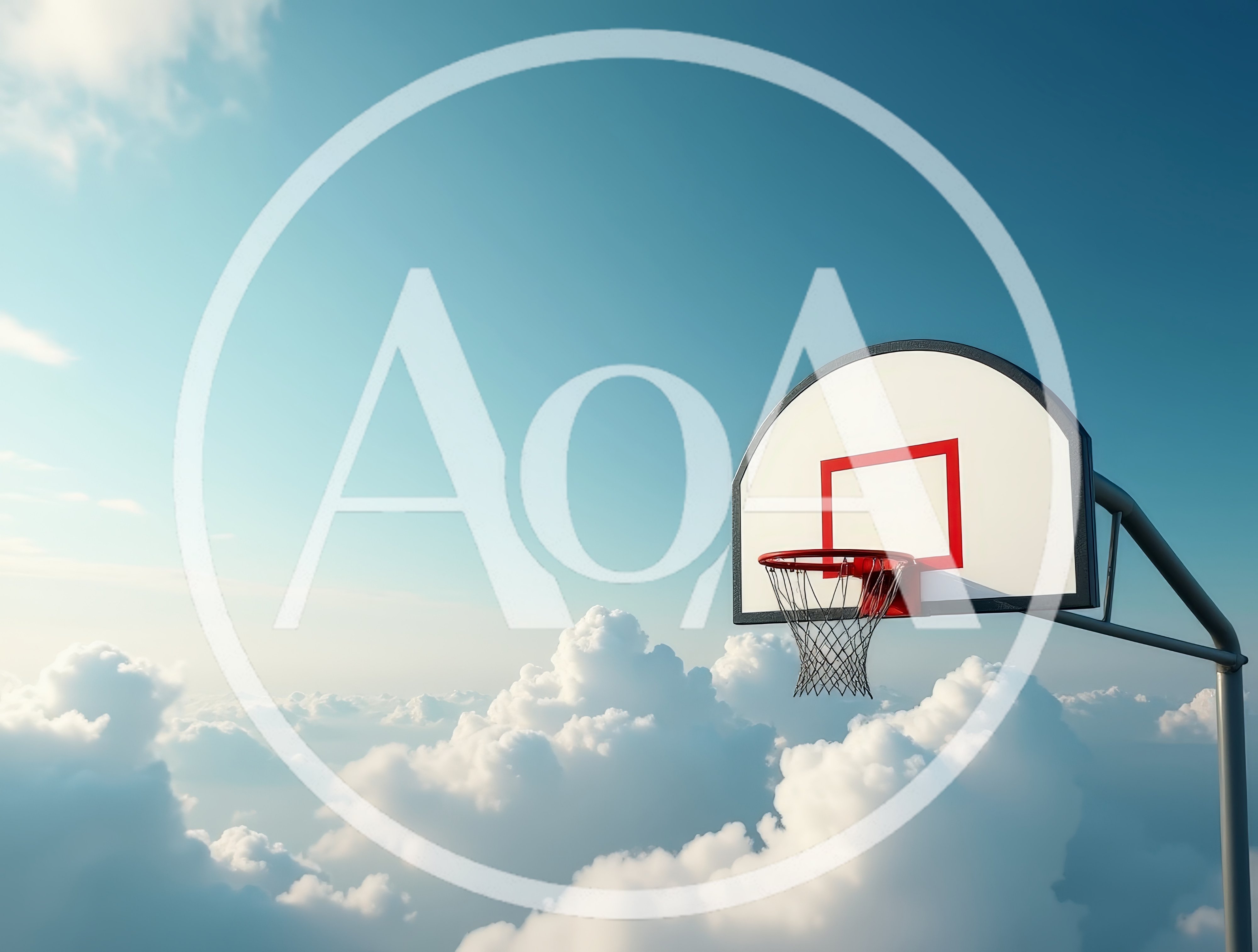 Basketball Hoop Floating Above The Clouds