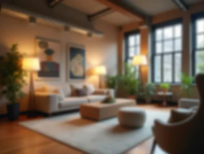 Modern Living Room Interior With Warm Lighting