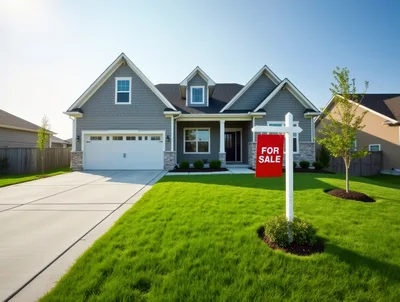 Modern Suburban House With For Sale Sign