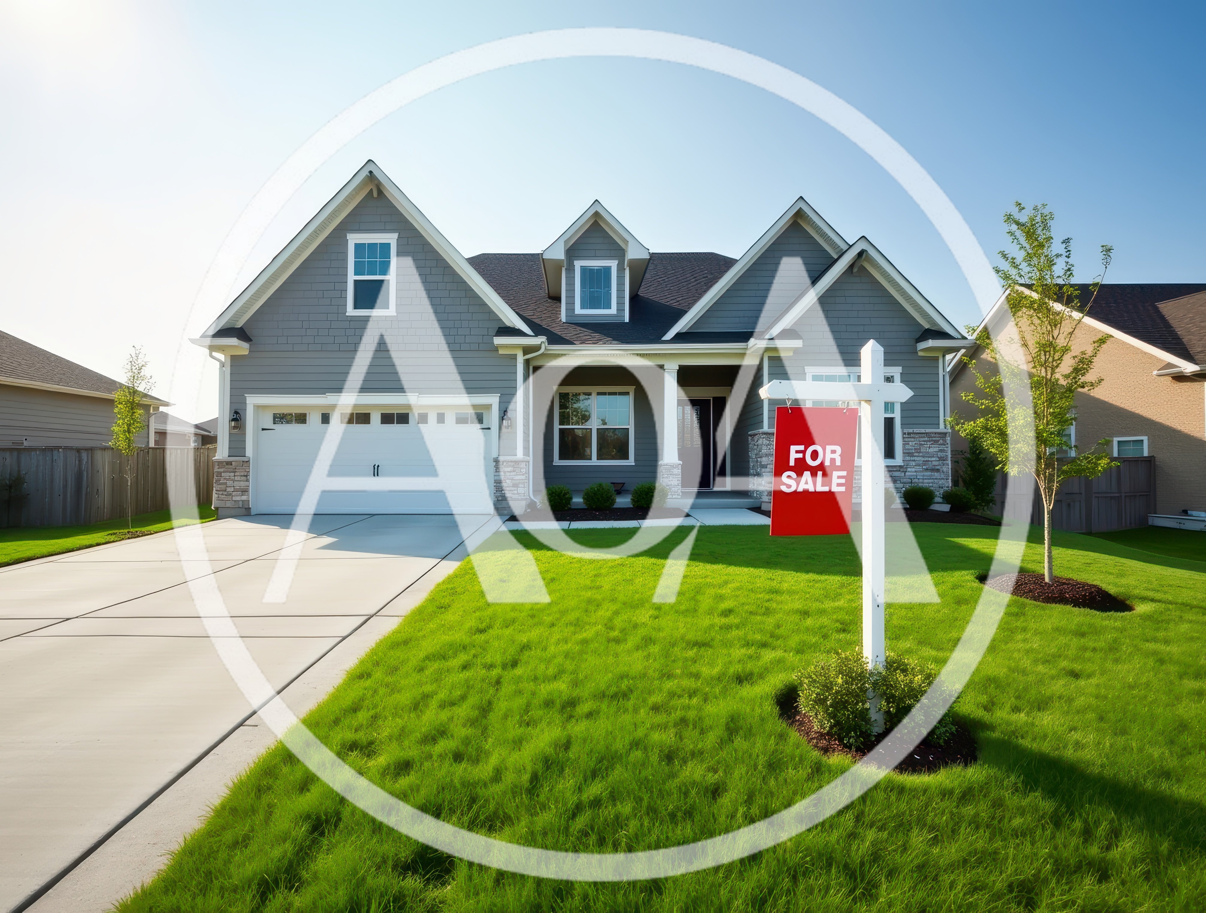 Modern Suburban House With For Sale Sign