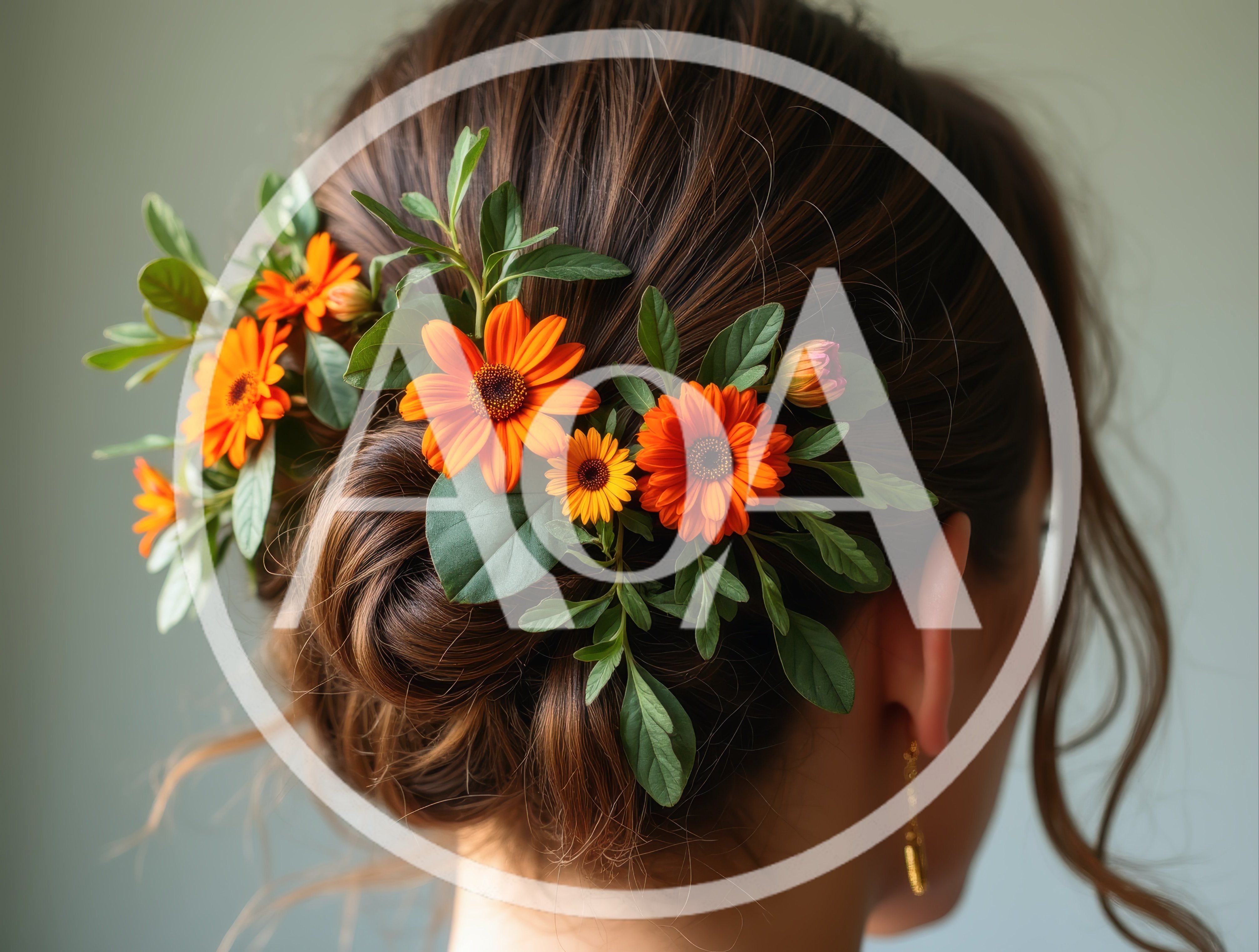 Elegant Woman With Floral Hair Arrangement