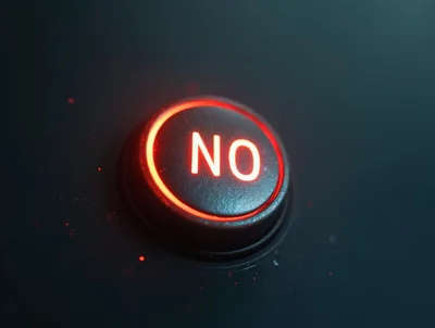 Glowing Red No Button On Dark Surface