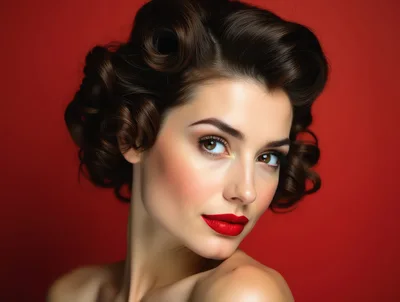 Portrait Of A Beautiful Woman With Vintage Hairstyle