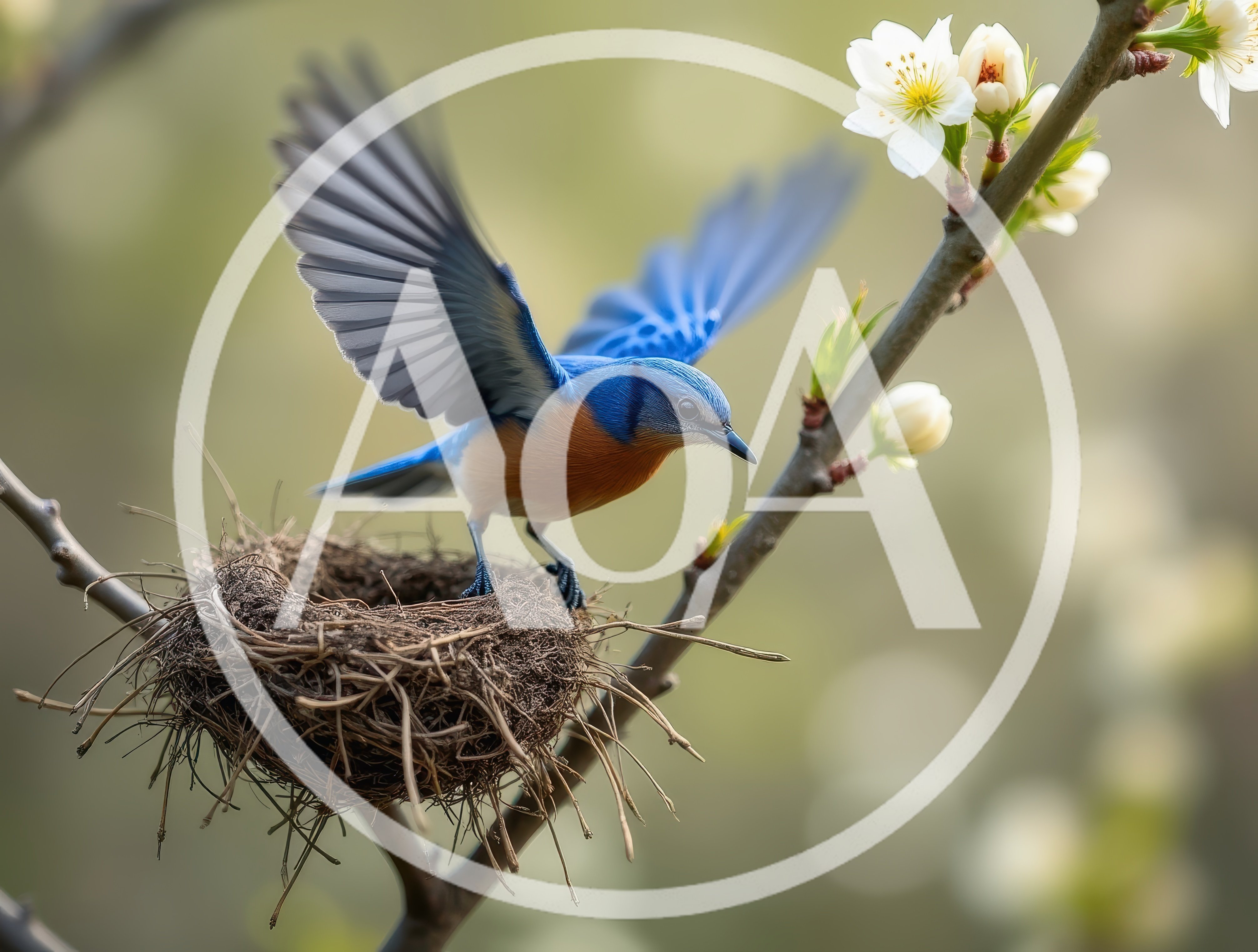 Eastern Bluebird Landing on a Nest in Spring