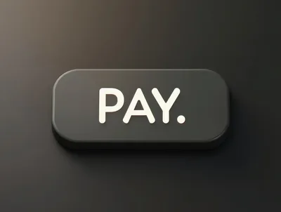 3D Rendered Glowing Pay Button on Dark Background