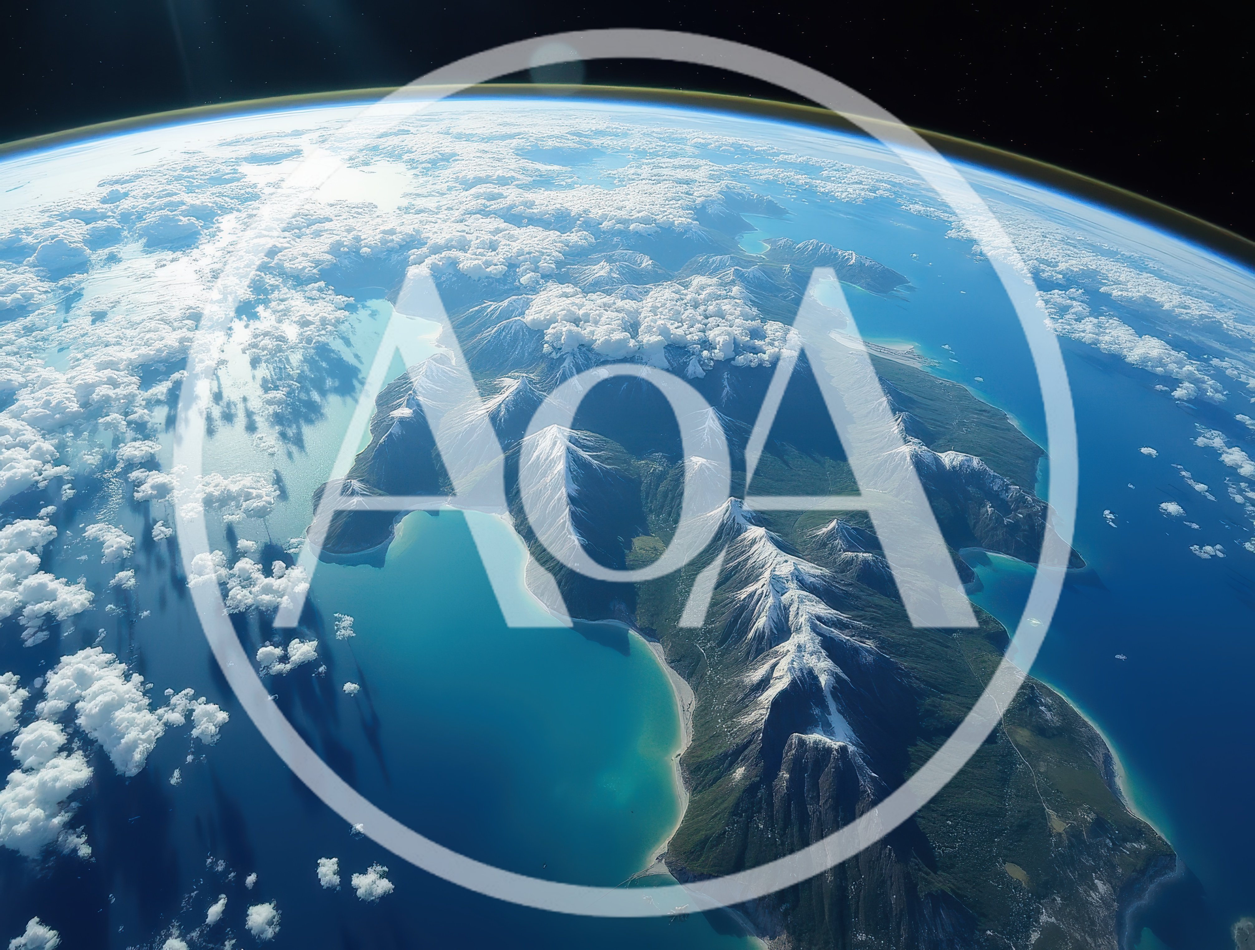 Aerial View Of A Mountainous Island From Space