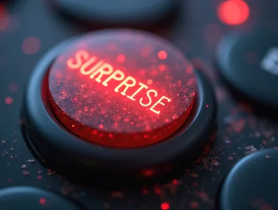 Glowing Red Surprise Button on a Dark Control Panel