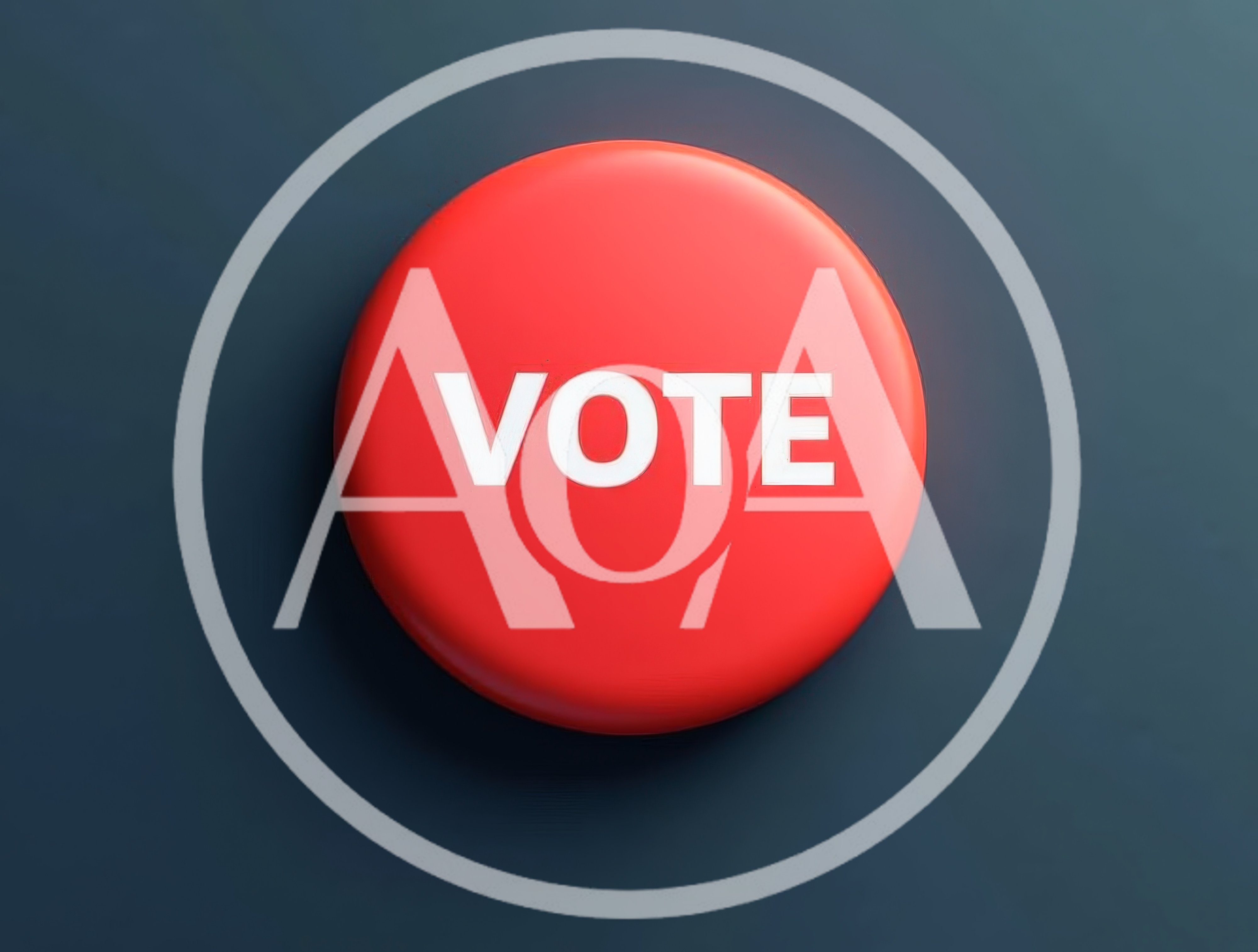 Red Vote Button On Dark Background