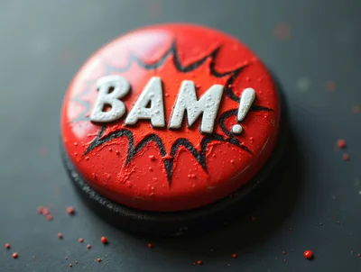 Red Comic Book Style Bam Button
