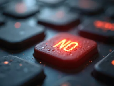 Glowing Red No Button On A Dark Keyboard