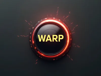 Futuristic Glowing Warp Button On Dark Background