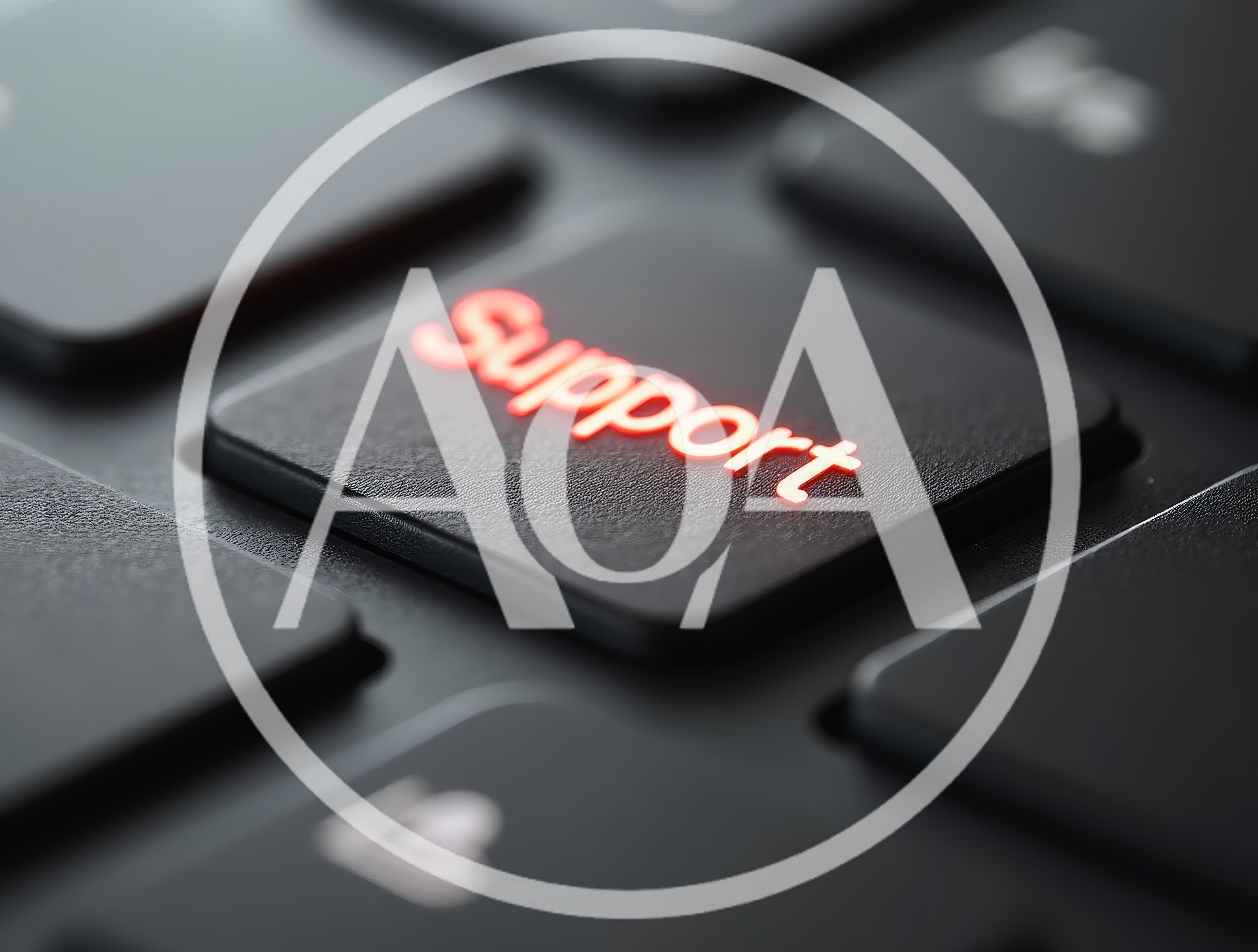 Glowing Support Key On A Modern Computer Keyboard