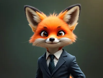 Anthropomorphic Fox Character Wearing A Professional Business Suit