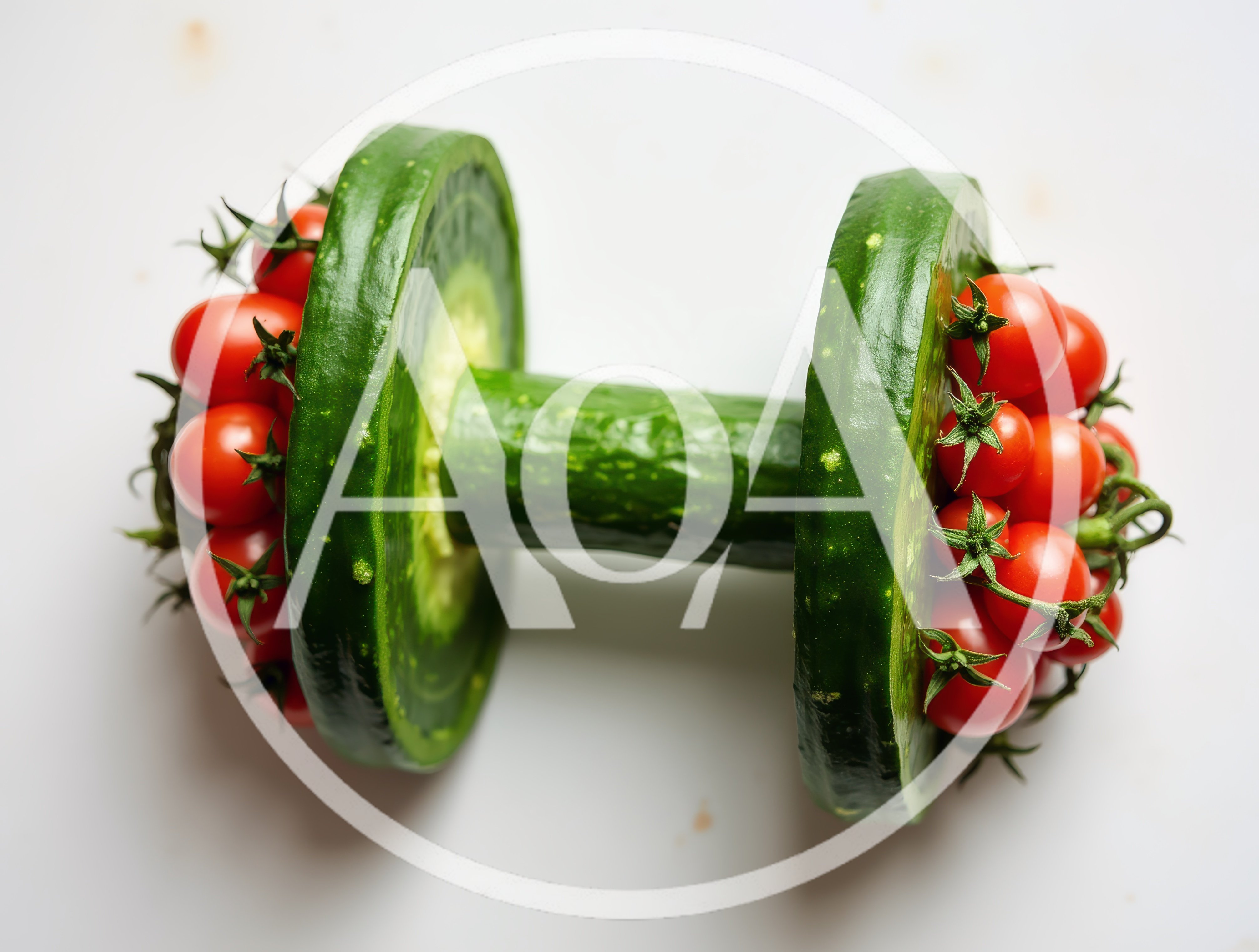 Dumbbell Made From Cucumber And Cherry Tomatoes