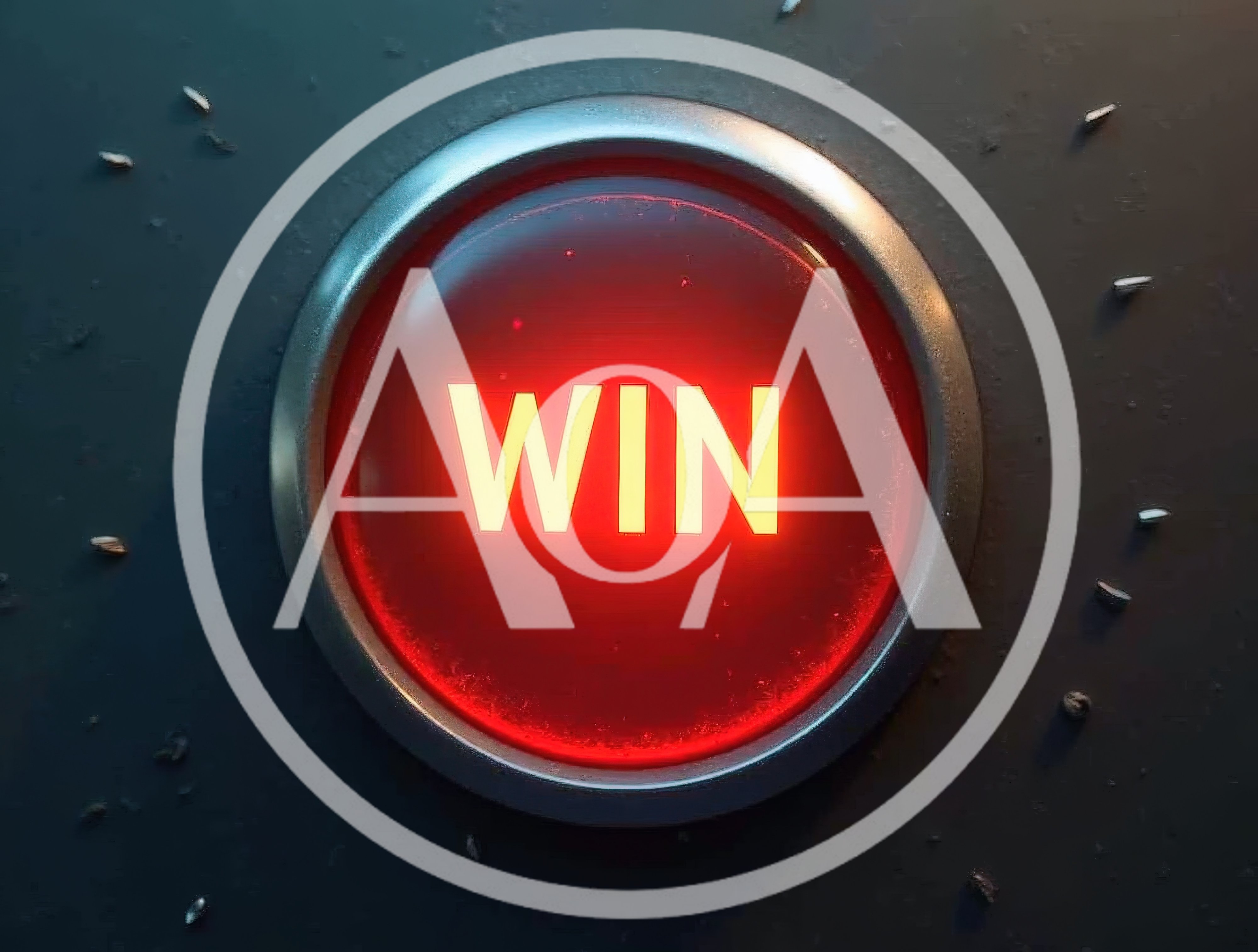 Glowing Red Win Button On Dark Textured Surface