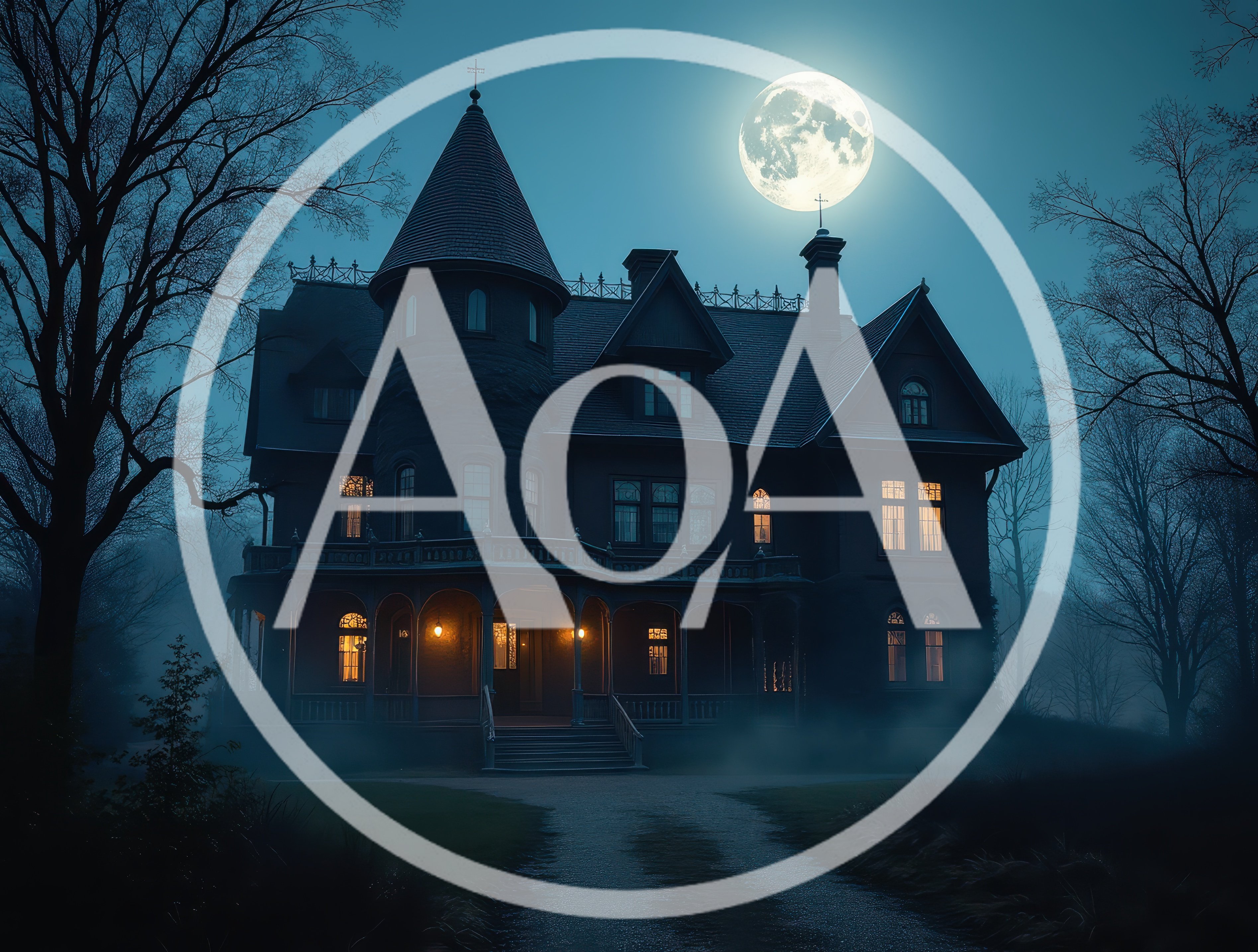Haunted Victorian Mansion Under Full Moon