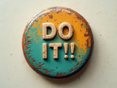 Distressed Round Button With Do It Text
