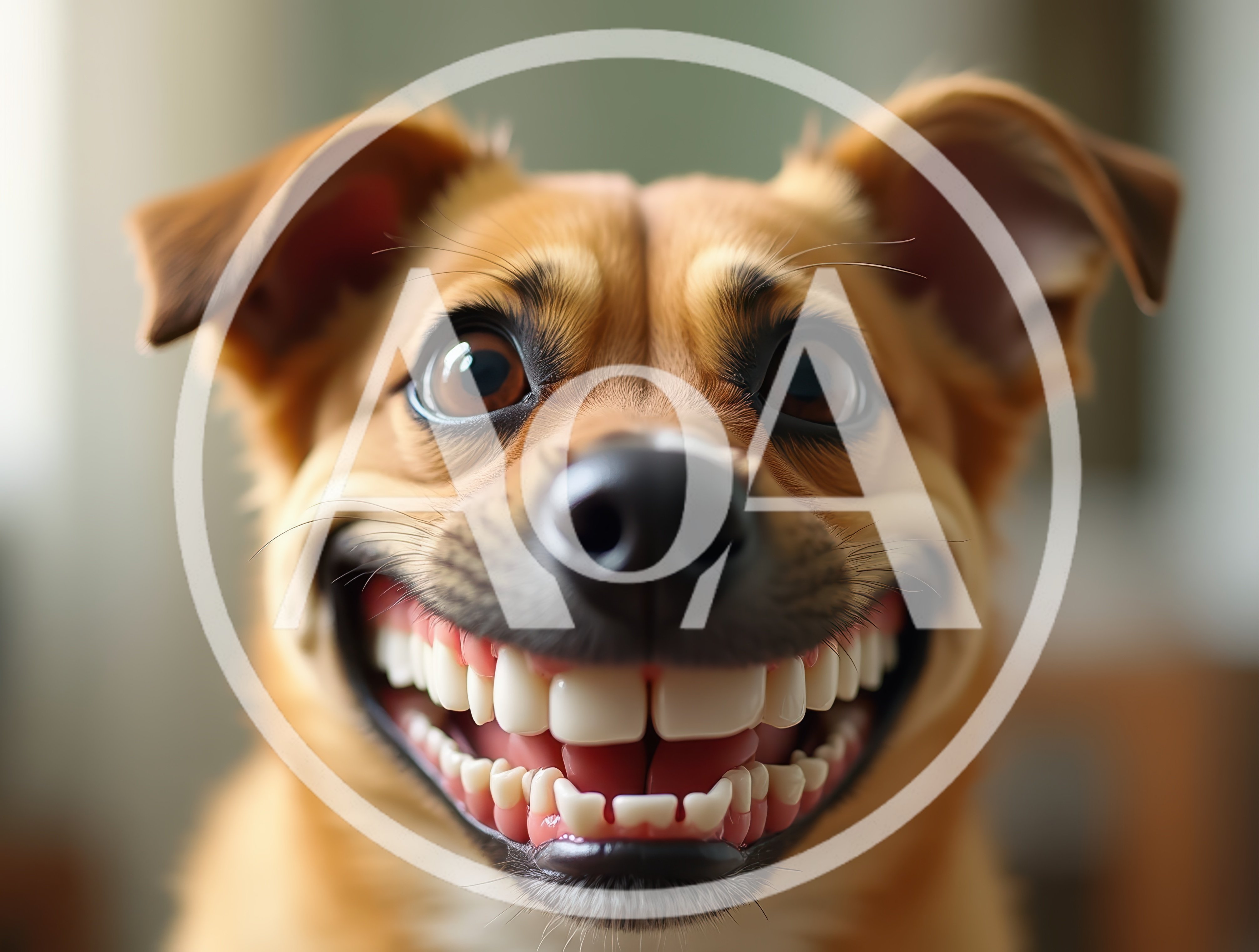 Close Up Portrait Of A Smiling Dog With Human Teeth
