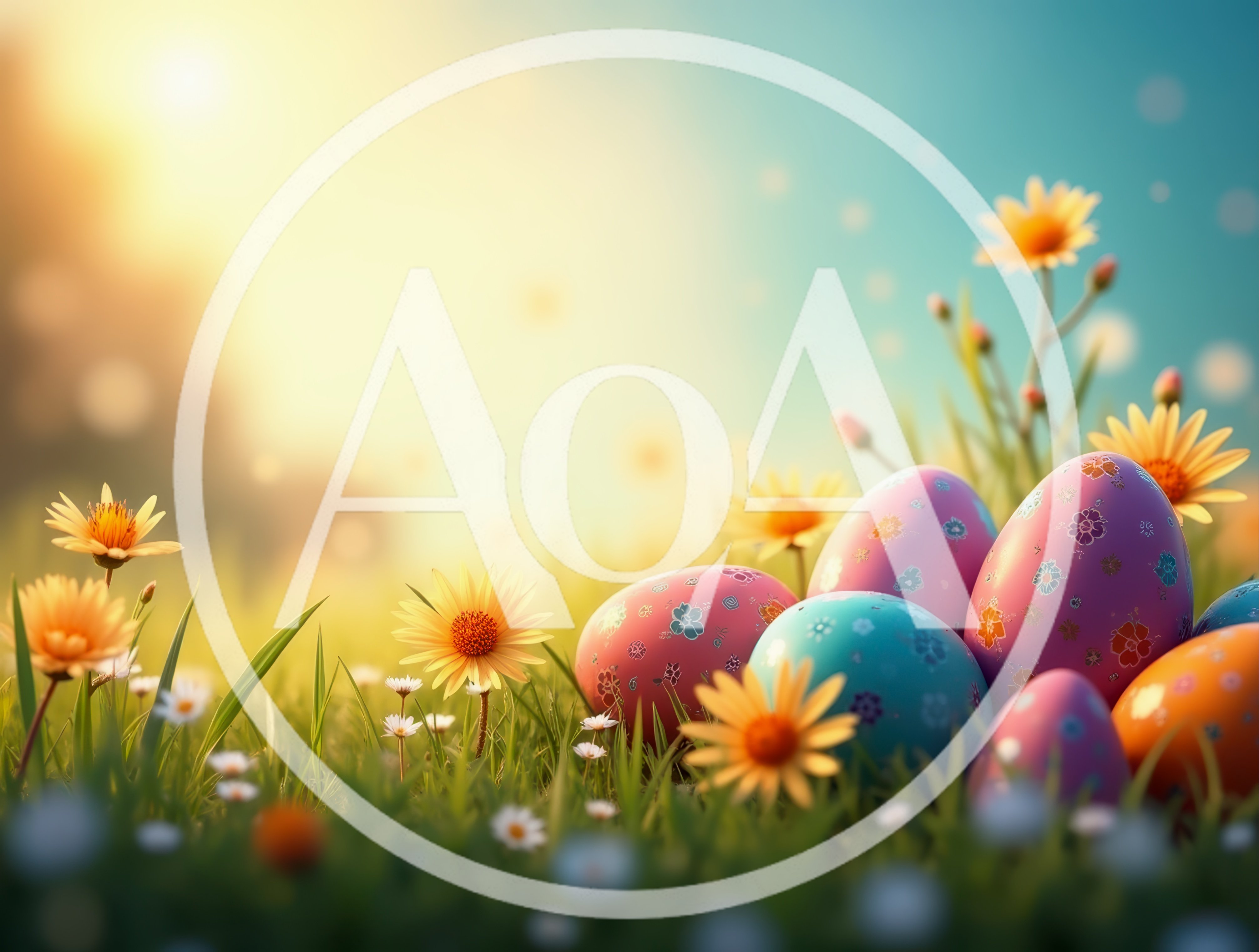 Colorful Easter Eggs Nestled In A Sunny Spring Meadow