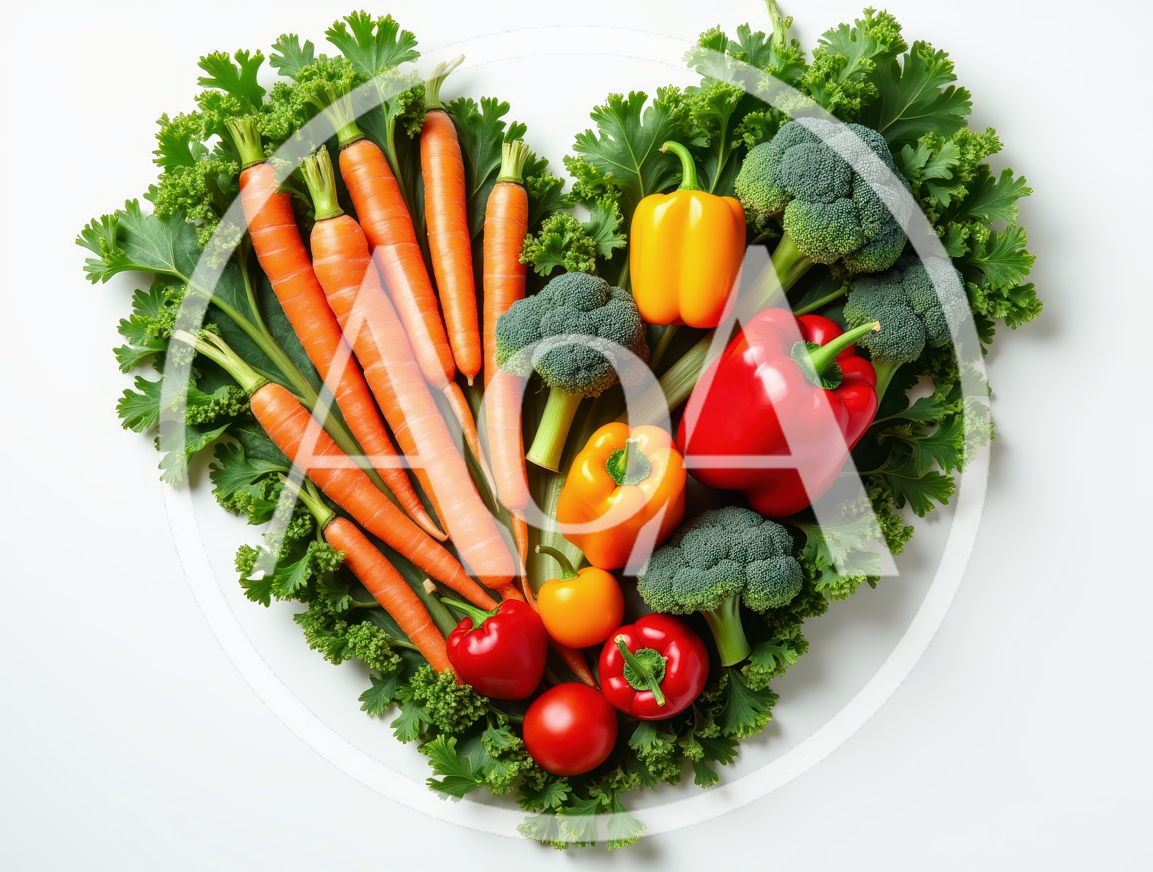 Heart Shape Arrangement Of Fresh Raw Vegetables