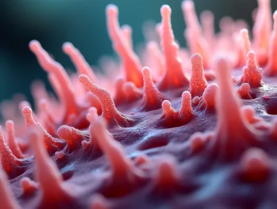 Microscopic View Of Biological Cell Surface Structures