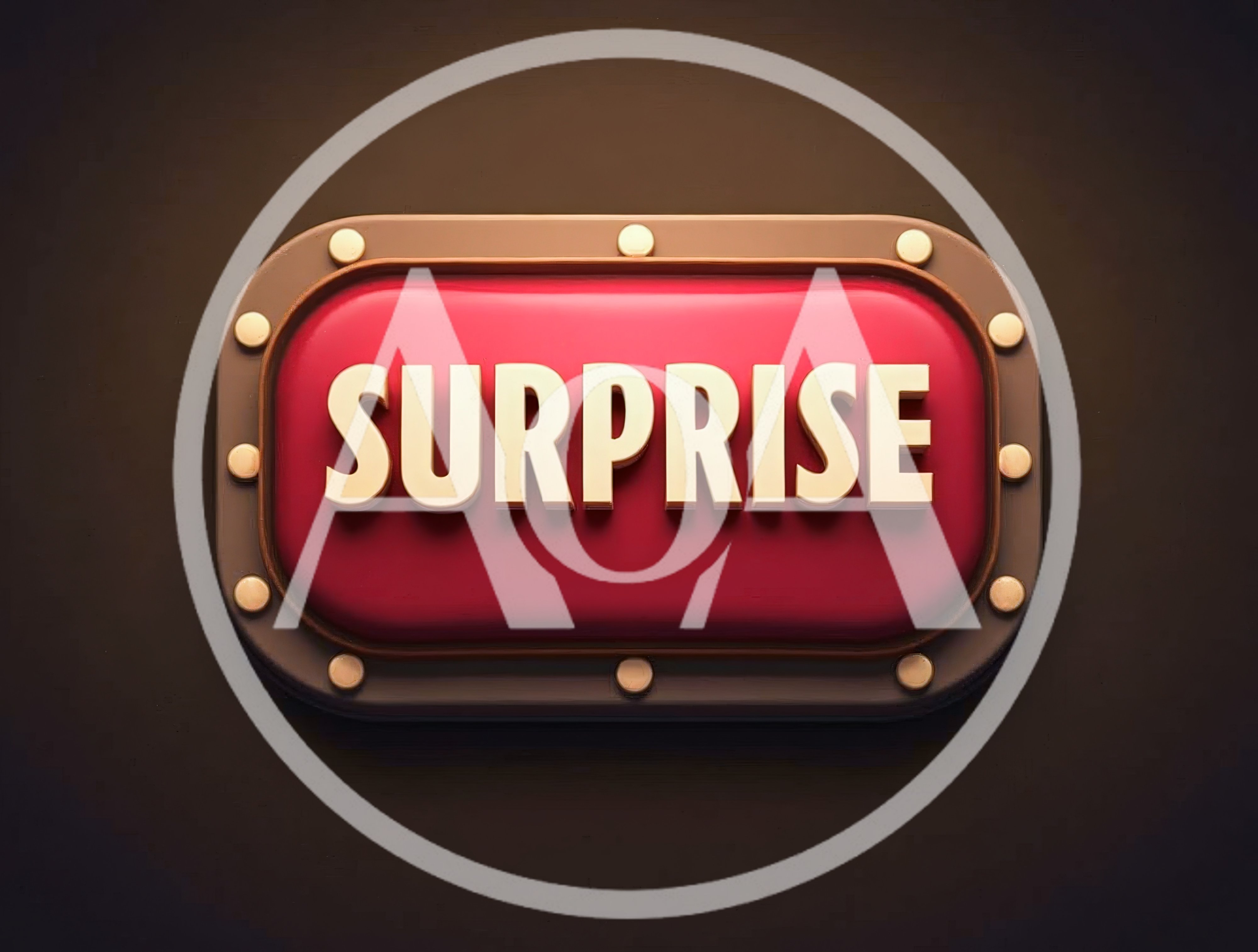 3D Rendered Surprise Sign With Metallic Border