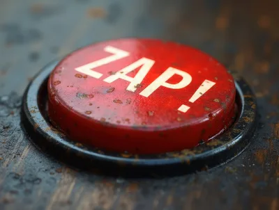 Weathered Red Push Button With Zap Text