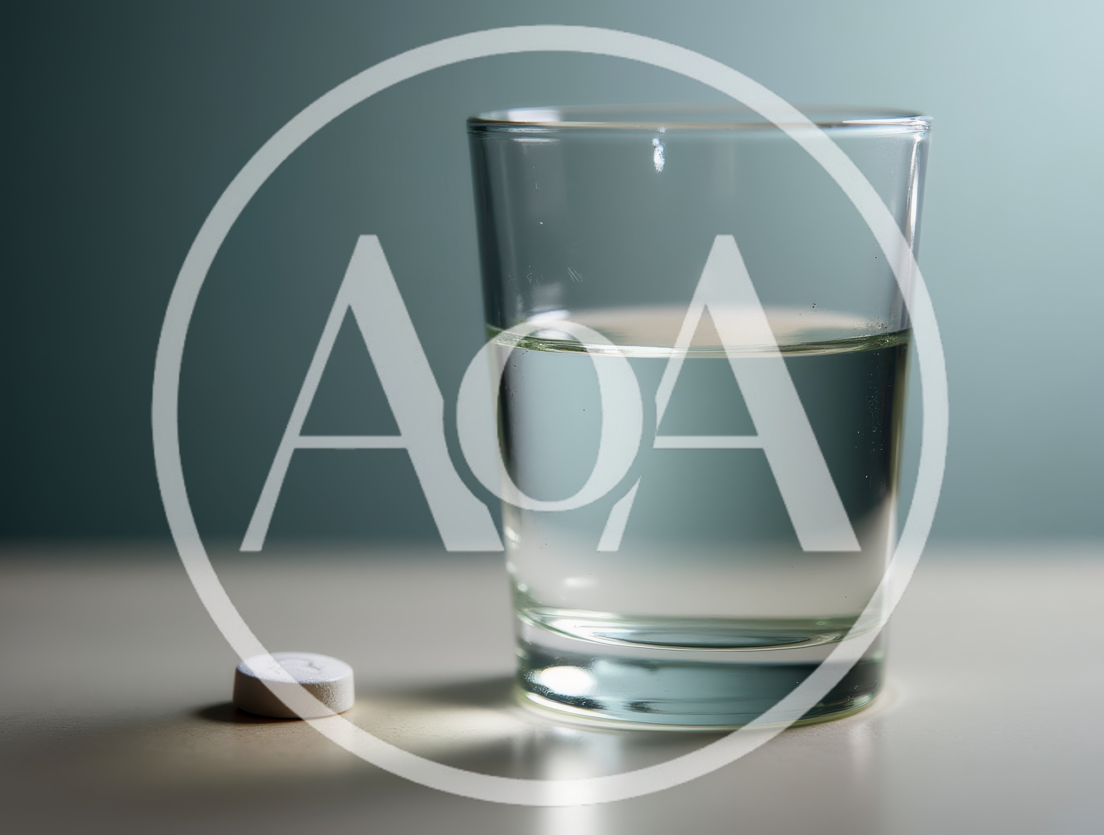White Pill Beside A Glass Of Water