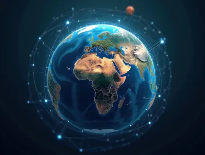 Digital Earth Globe With Global Network Connectivity