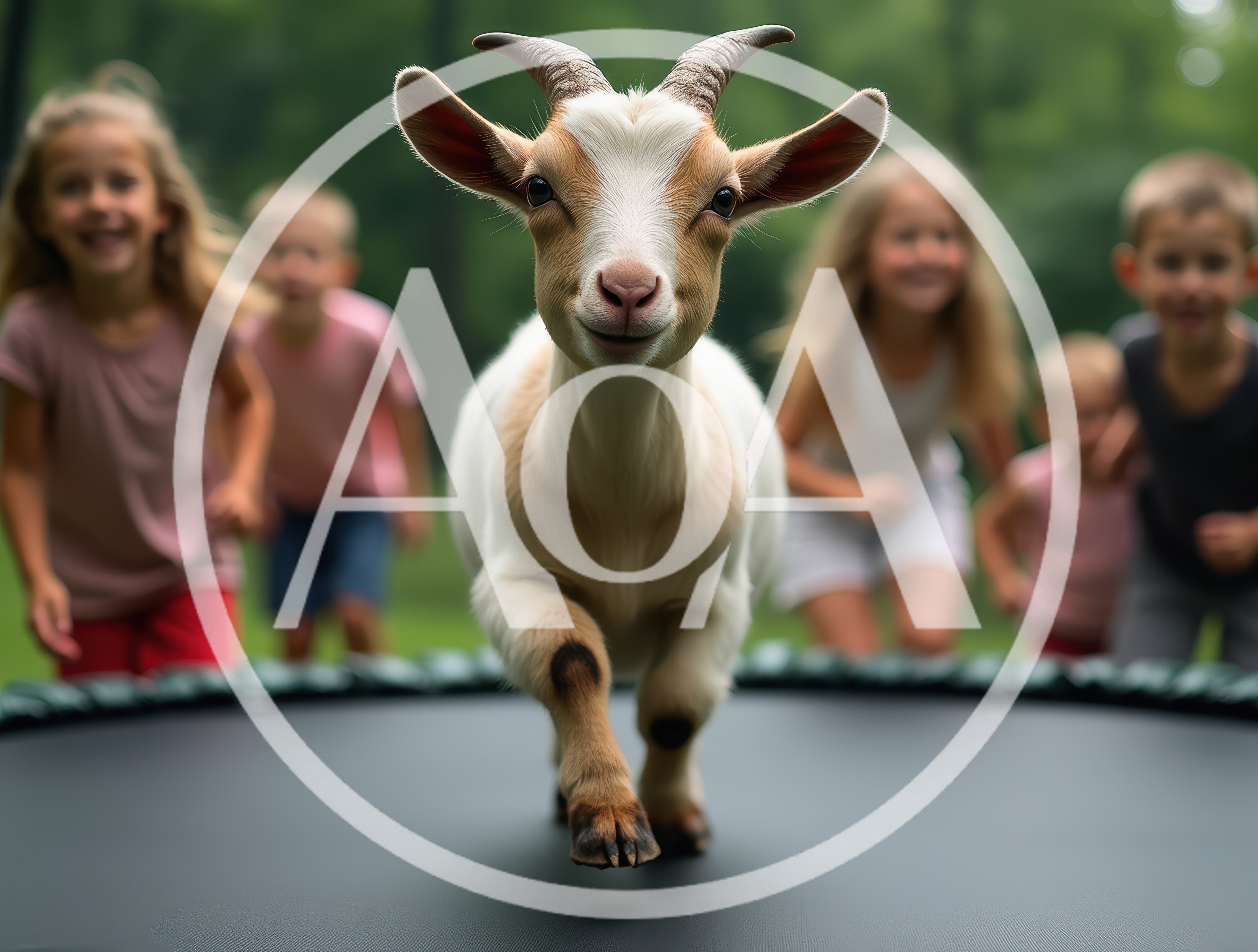 Cute Baby Goat Jumping On A Backyard Trampoline