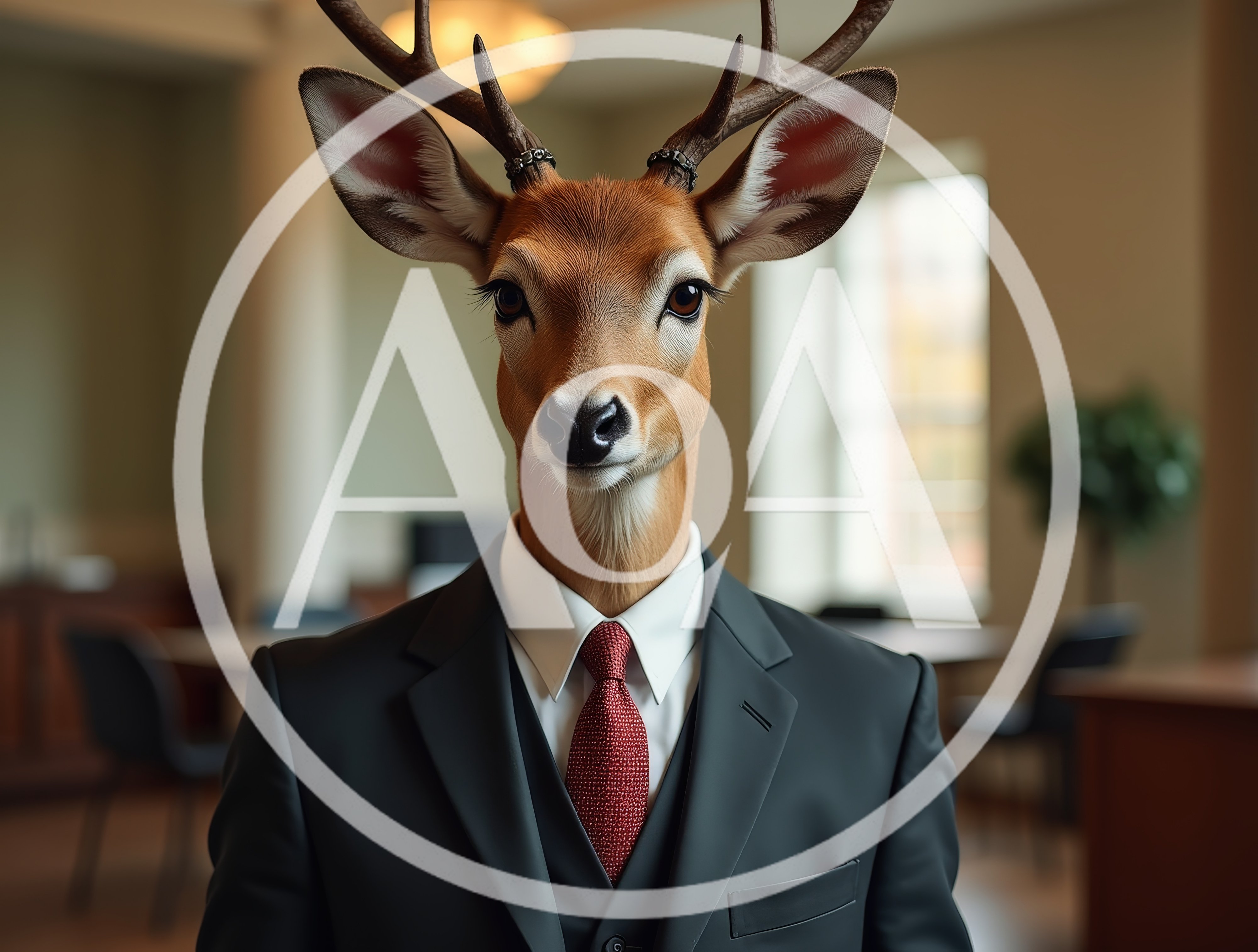 Anthropomorphic Deer Businessman In A Professional Office Setting