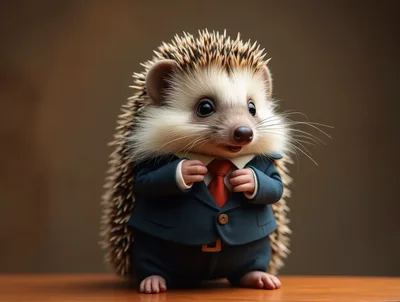 Cute Hedgehog Dressed in a Professional Business Suit